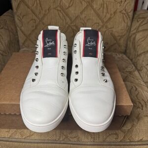 Chistian Louboutin F.A.V Fique A Vontade Sneakers White Men's 44 Missing Studs‎